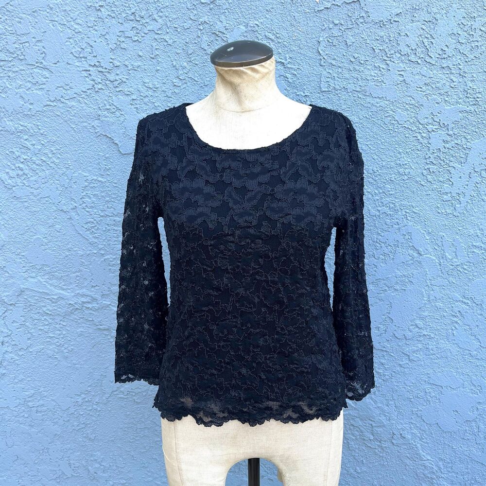 Vintage Black Lace top 90s goth y2k Size XS